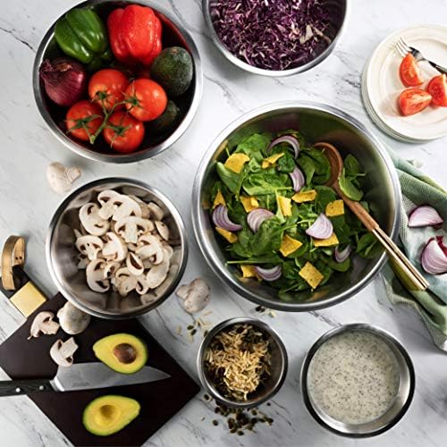 FineDine Stainless Steel Mixing Bowls Set, 6-Piece Metal Bowls | Stainless steel bowls, nesting design saves space, dishwasher safe, prep bowls, baking bowls, cooking bowls|B01HTYH8YA