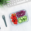 M MCIRCO 5 Pack,36 oz, 3 Compartments Glass Meal Prep Containers with Lids | Divided Glass Food Storage Containers, Portion Control Lunch Containers, Microwave, Oven, Freezer, Dishwasher, BPA Free, Gray|B07N2BPQC3