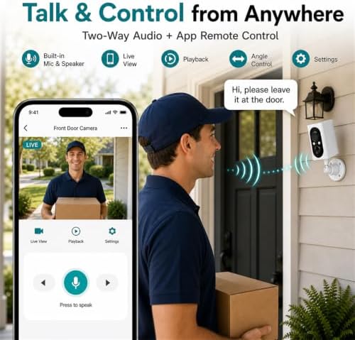 355° Pan Rotate Cameras 2 Pack, 2K Video, Security Cameras Wireless Outdoor | Motion Detect & Record & Alert, SD/Cloud Storage, Color Night Vision, 2-Way Talk, 2.4G WiFi, IP65 Waterproof, Indoor& Outdoor|B0H36KRKPH