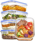 Vtopmart 5Pack 22oz Glass Storage Containers with Lids, Grey | Glass Meal Prep Food Container Sets, Snap Airtight Lid, For Microwave, Oven, Freezer and Dishwasher, BPA Free|B0D7P6XKNP
