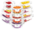 VERONES 12 Packs Glass Food Storage Containers Set with Lids, Grey | Airtight Glass Lunch Containers, Glass Meal Prep Containers with Lids, for Microwave, Oven, Freezer & Dishwasher Friendly|B0BZS66X6R