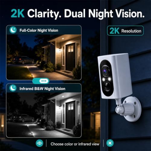 355° Pan Rotate Cameras 2 Pack, 2K Video, Security Cameras Wireless Outdoor | Motion Detect & Record & Alert, SD/Cloud Storage, Color Night Vision, 2-Way Talk, 2.4G WiFi, IP65 Waterproof, Indoor& Outdoor|B0H36KRKPH