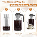 Cold Brew Coffee Maker, 64 oz Mason Jar Pitcher with Stainless Steel Filter, Pour Spout Handle Lid, Airtight & Leak-Proof for Iced Coffee,Tea & Lemonade|B0CGWS1M51