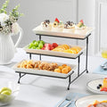 MALACASA 3 Tier Serving Trays for Party, Porcelain Serving Platters and Trays, 12 Inch Tiered Tray Stand, Fruit Tray, Trays for Serving Food, White Dessert Stand with Collapsible Sturdier Metal Rack | Tiered Serving Stand for Party, Fruit Tray, Trays for Serving Food, Dessert Stand with Collapsible Sturdier Metal Rack|B0D2V4XM3D