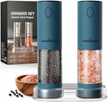 ThermoMaven Upgraded Larger Capacity Electric Salt and Pepper Grinder Set, 110ml Rechargeable Salt and Pepper Shaker with LED Light, Stainless Steel Automatic Pepper Mill with 6 Adjustable Coarseness|B0D7Q7LNNY