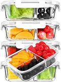 M MCIRCO 5 Pack,36 oz, 3 Compartments Glass Meal Prep Containers with Lids | Divided Glass Food Storage Containers, Portion Control Lunch Containers, Microwave, Oven, Freezer, Dishwasher, BPA Free, Gray|B07N2BPQC3