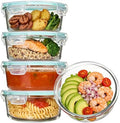 Vtopmart 5Pack 22oz Glass Storage Containers with Lids, Grey | Glass Meal Prep Food Container Sets, Snap Airtight Lid, For Microwave, Oven, Freezer and Dishwasher, BPA Free|B0D7P6XKNP
