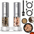 ThermoMaven Upgraded Larger Capacity Electric Salt and Pepper Grinder Set, 110ml Rechargeable Salt and Pepper Shaker with LED Light, Stainless Steel Automatic Pepper Mill with 6 Adjustable Coarseness|B0D7Q7LNNY