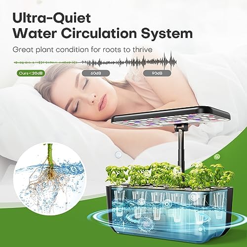 Indoor Garden Hydroponics Growing System: 10 Pods Kit with LED | Plant Germination Kit Herb Vegetable Growth Lamp Countertop, Hydroponic Planter Grower Harvest Lettuce for Healthy Home Cooks|B0B6BB4TVC