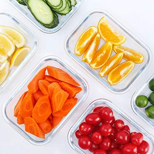 M MCIRCO 10 Pack,22 oz Glass Food Storage Containers with lids, Gray | Glass Meal Prep Containers,Airtight Lunch Containers with Lids, Microwave, Oven, Freezer and Dishwasher Friendly, BPA Free|B07HRRV96C