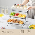 MALACASA 3 Tier Serving Trays for Party, Porcelain Serving Platters and Trays, 12 Inch Tiered Tray Stand, Fruit Tray, Trays for Serving Food, White Dessert Stand with Collapsible Sturdier Metal Rack | Tiered Serving Stand for Party, Fruit Tray, Trays for Serving Food, Dessert Stand with Collapsible Sturdier Metal Rack|B0D2V4XM3D
