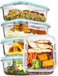 Vtopmart 5Pack 22oz Glass Storage Containers with Lids, Grey | Glass Meal Prep Food Container Sets, Snap Airtight Lid, For Microwave, Oven, Freezer and Dishwasher, BPA Free|B0D7P6XKNP