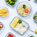 VERONES 12 Packs Glass Food Storage Containers Set with Lids, Grey | Airtight Glass Lunch Containers, Glass Meal Prep Containers with Lids, for Microwave, Oven, Freezer & Dishwasher Friendly|B0BZS66X6R
