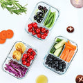 M MCIRCO 5 Pack,36 oz, 3 Compartments Glass Meal Prep Containers with Lids | Divided Glass Food Storage Containers, Portion Control Lunch Containers, Microwave, Oven, Freezer, Dishwasher, BPA Free, Gray|B07N2BPQC3