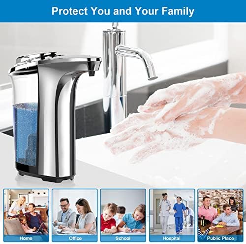 Automatic Soap Dispenser, 17oz Touchless Liquid Dish Soap Dispenser Kitchen | 500ml, Infrared Sensor, 5 Adjustable Soap Levels, Hand Dispenser for Bathroom Kitchen Sink, Battery Operated|B09NVGSSC2