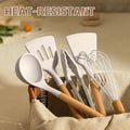 Umite Chef Kitchen Cooking Utensils Set, 33 pcs Non-Stick Silicone Cooking Kitchen Utensils Spatula Set with Holder, Wooden Handle Silicone Kitchen Gadgets Utensil Set (Khaki)|B08573DQ39