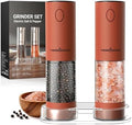 ThermoMaven Upgraded Larger Capacity Electric Salt and Pepper Grinder Set, 110ml Rechargeable Salt and Pepper Shaker with LED Light, Stainless Steel Automatic Pepper Mill with 6 Adjustable Coarseness|B0D7Q7LNNY