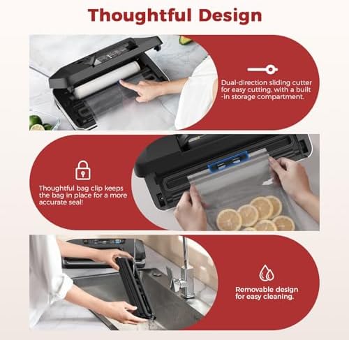 Vacuum Sealer Machine, 230W 95KPa Food Sealer Built-in Cutter & Bag Storage | Upgraded 10-in-1, Double Heat Seal for Dry & Moist Food, Easy-Lock Handle, Vacuum Hose, Includes 1 Roll + 10 Pre-cut Bags|B0H1CR8WDQ