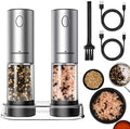 ThermoMaven Upgraded Larger Capacity Electric Salt and Pepper Grinder Set, 110ml Rechargeable Salt and Pepper Shaker with LED Light, Stainless Steel Automatic Pepper Mill with 6 Adjustable Coarseness|B0D7Q7LNNY