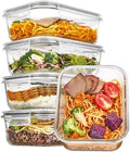 Vtopmart 5Pack 22oz Glass Storage Containers with Lids, Grey | Glass Meal Prep Food Container Sets, Snap Airtight Lid, For Microwave, Oven, Freezer and Dishwasher, BPA Free|B0D7P6XKNP